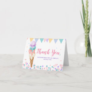 Tarjeta De Agradecimiento Colorido Gritamos Todos Por Helado Cumpleaños Cuar