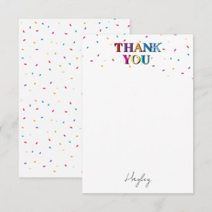 Tarjeta De Agradecimiento Colorido Happy Birthday Custom Name Confetti
