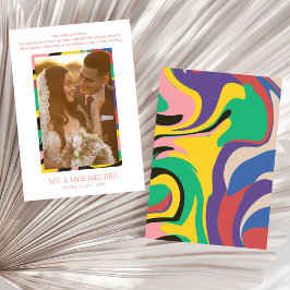 Tarjeta De Agradecimiento Colorido Resumen Foto Moderna