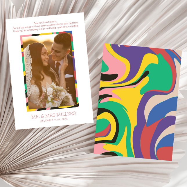 Tarjeta De Agradecimiento Colorido Resumen Foto Moderna (Subido por el creador)