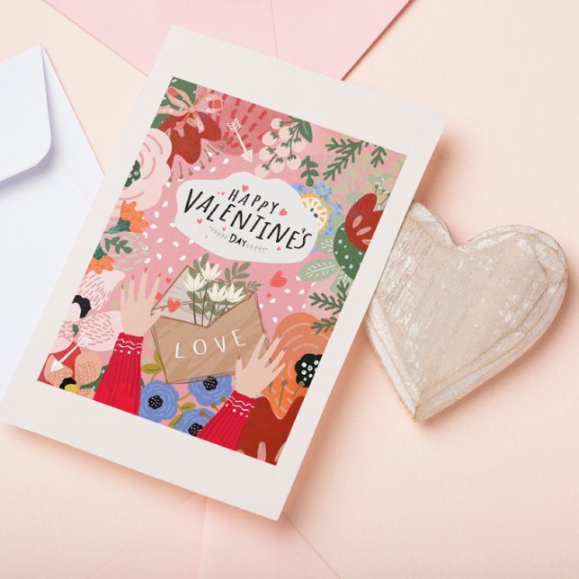 Tarjeta De Agradecimiento Colorido San Valentín Floral (Subido por el creador)