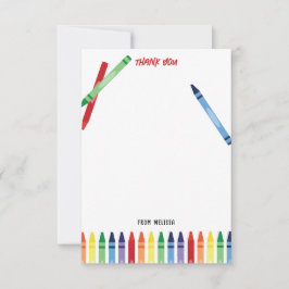 Tarjeta De Agradecimiento Coloridos Lápices de Cera Arcoíris Monograma Lindo