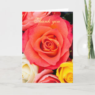 Tarjeta De Agradecimiento Coloridos rosas gracias