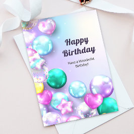 Tarjeta De Agradecimiento Colorous Ballons Happy Birthday Greet Card