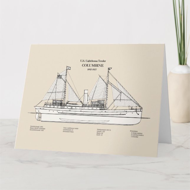 Tarjeta De Agradecimiento Columbina de la oferta del faro USCG - SBD (Anverso)