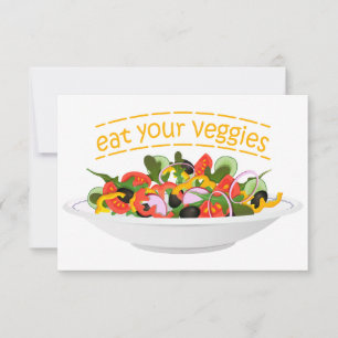 Tarjeta De Agradecimiento Coma tus verduras Cita cuenco de ensaladas frescas