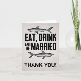 Tarjeta De Agradecimiento Come Bebe y Cásate Tiburón Vintage Bodas