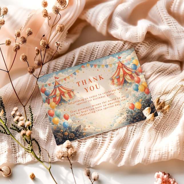 Tarjeta De Agradecimiento Come One Come All Circus Birthday (Subido por el creador)