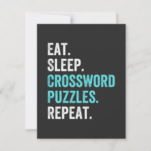 Tarjeta De Agradecimiento Comer.Dormir. Crucigramas. Repetir.