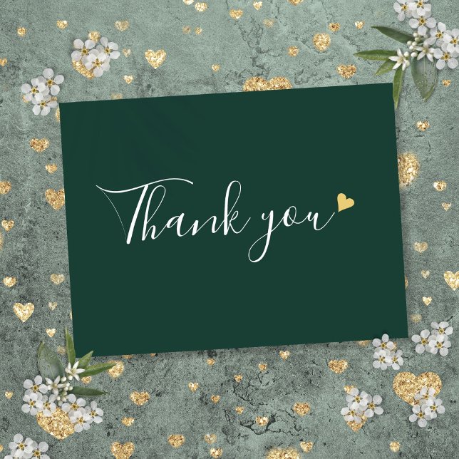 Tarjeta de agradecimiento comercial Emerald Gold H (Emerald Gold Heart Script Business Thank You Postcard)