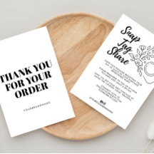 Tarjeta de agradecimiento comercial Snap Tag Share