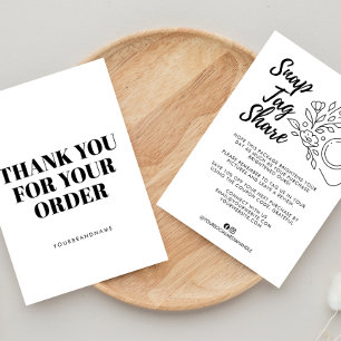 Tarjeta de agradecimiento comercial Snap Tag Share