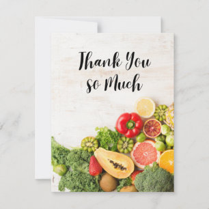 Tarjeta De Agradecimiento Comestibles de frutas Vegetales Taller temática Gr