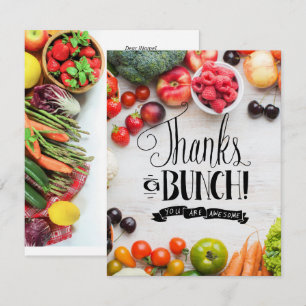 Tarjeta De Agradecimiento Comestibles de frutas Vegetales Taller temática Gr
