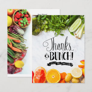 Tarjeta De Agradecimiento Comestibles de frutas Vegetales Taller temática Gr