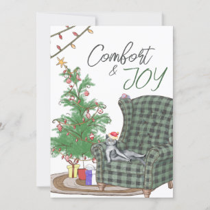 Tarjeta De Agradecimiento Comfy Navidades Cat Confort y Joy Holiday Card