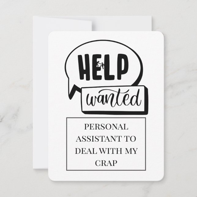 Tarjeta De Agradecimiento Comic gracioso buscado por Help Wanted (Anverso)