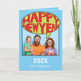 Tarjeta De Agradecimiento Comic Style Fotos personalizadas Happy Year Card