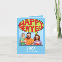 Comic Style Fotos personalizadas Happy Year Card