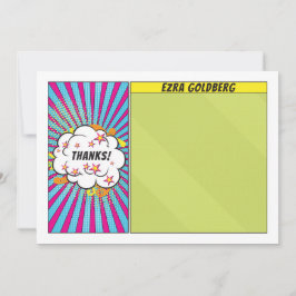 Tarjeta De Agradecimiento Comics Comic Book Bar o Bat Mitzvah Gracias