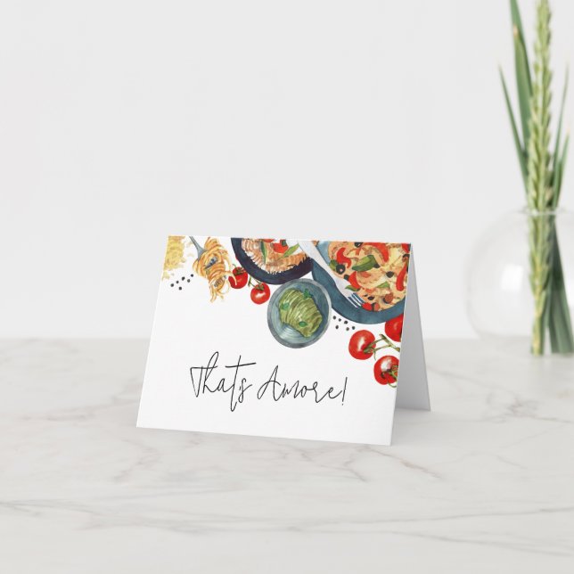 Tarjeta De Agradecimiento ¡Comida italiana en acuarela que es amor! (Anverso)