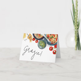 Tarjeta De Agradecimiento ¡Comida italiana en acuarela que es amor!