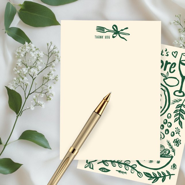 Tarjeta De Agradecimiento Comida Italiana That's Amore CHUPERTE de Despedida (That's Amore Italian Food Hand-drawn Doodle CUSTOM Bridal SHower Thank You Note Card
)