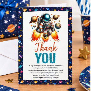 Tarjeta De Agradecimiento Comienza Dos a la Luna 2do Cumpleaños Espacio