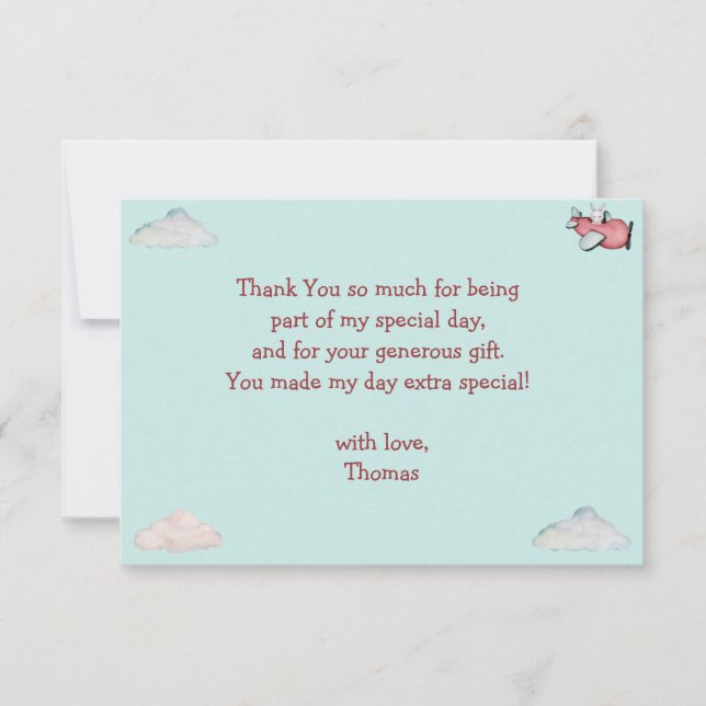 Tarjeta De Agradecimiento Cómo el tiempo vuela el niño del avión retro (Anverso)