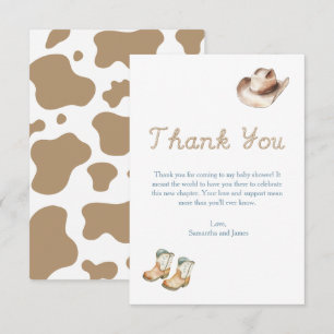 Tarjeta De Agradecimiento Cómo Estás Bebé Pequeño Vaquero Baby Shower 