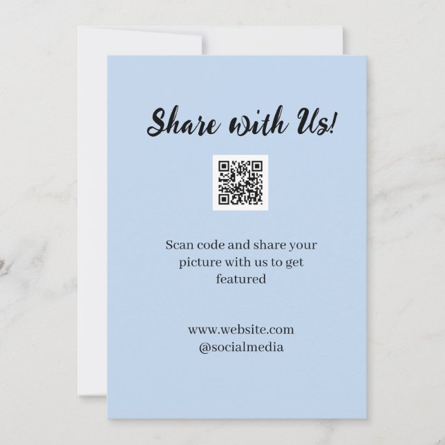 Tarjeta De Agradecimiento Comparte tu imagen escanea código QR añade sitio w (Anverso)