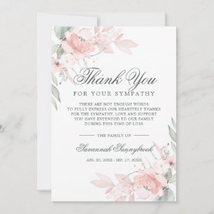 Tarjeta De Agradecimiento Compasión Bereavement Acuarela Funeral Floral