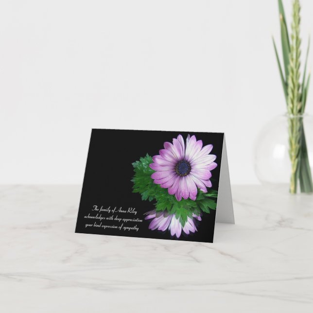 Tarjeta De Agradecimiento compasión de margarita púrpura gracias (Anverso)