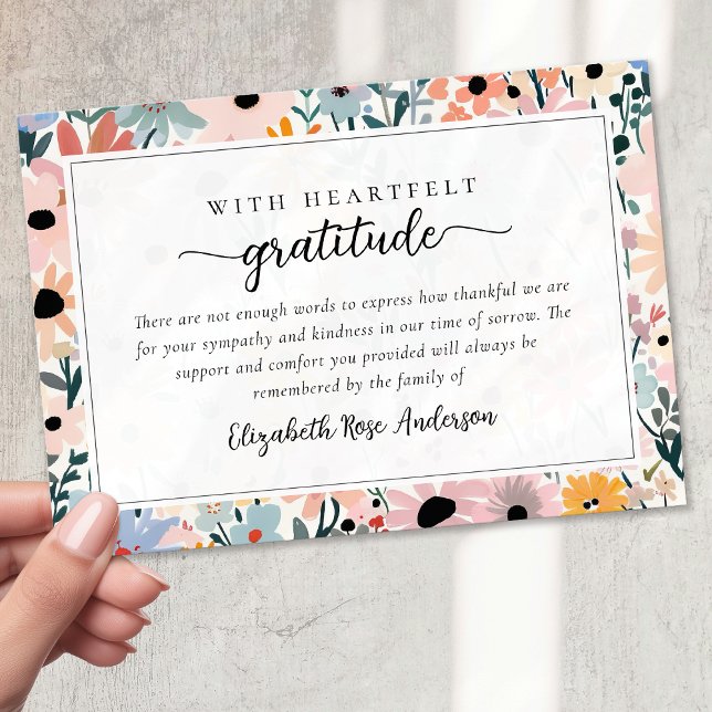 Tarjeta De Agradecimiento Compasión floral rosa bonito Funeral (Subido por el creador)