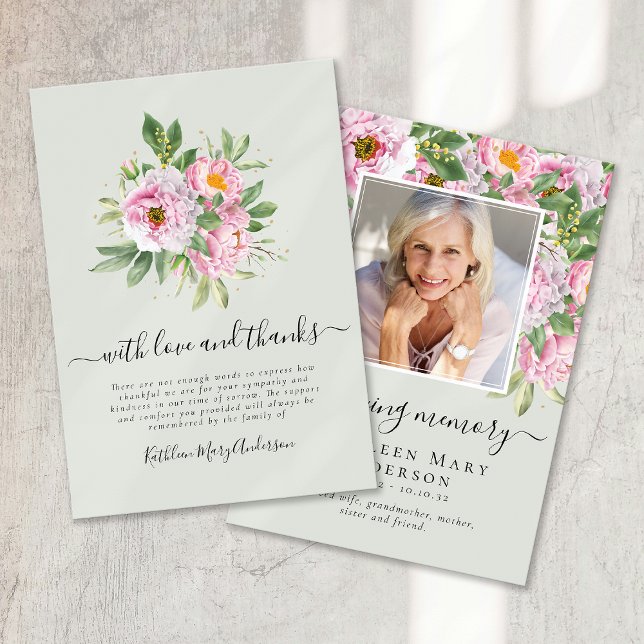 Tarjeta De Agradecimiento Compasión fotográfica Funeral floral (Subido por el creador)