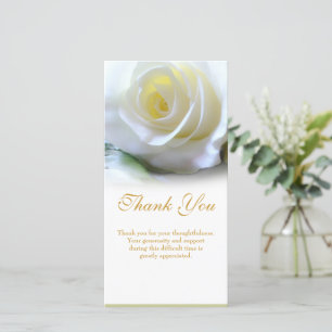 Tarjeta De Agradecimiento Compasión Funeral Gracias Floral Rosa Blanca