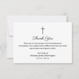 Tarjeta De Agradecimiento Compasión funeraria Cruz conmemorativa Gracias