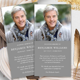 Tarjeta De Agradecimiento Compasión Pérdida Foto Gray Funeral Gracias Cartas