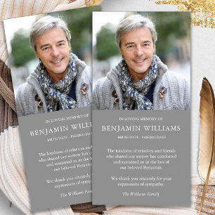 Tarjeta De Agradecimiento Compasión Pérdida Foto Gray Funeral Gracias Cartas