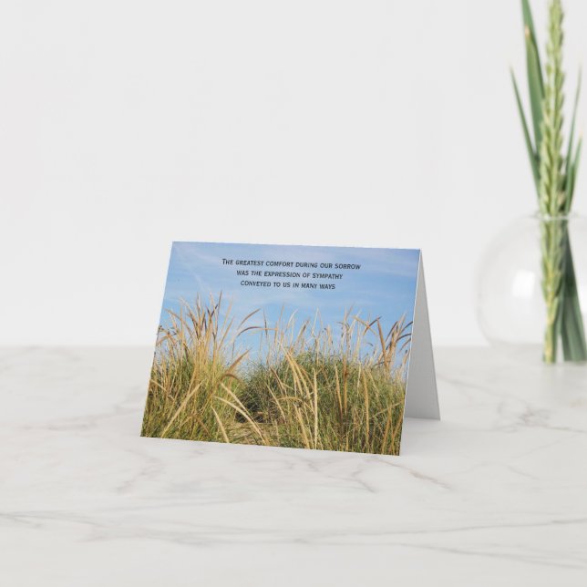 Tarjeta De Agradecimiento Compasión por Beach Grass Gracias (Anverso)