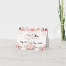 Tarjeta De Agradecimiento Compasión por Damasco de Patrón Floral Vintage Gra