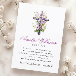 Tarjeta De Agradecimiento Compasión por el funeral de la cruz de color de ag