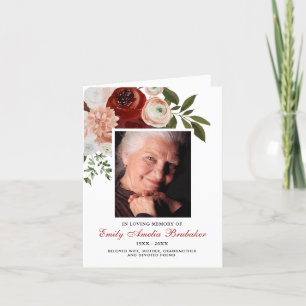 Tarjeta De Agradecimiento Compasión por el funeral floral de terracota de Bo