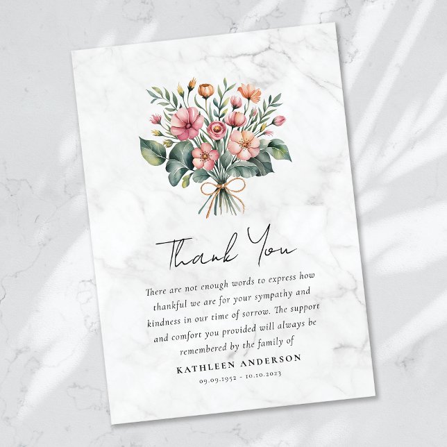 Tarjeta De Agradecimiento Compasión por la floral Boho Funeral (Subido por el creador)