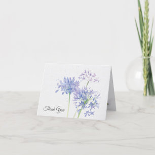 Tarjeta De Agradecimiento Compasión por las flores moradas de color de agua