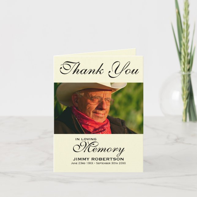 Tarjeta De Agradecimiento Compasión por las fotos en negro y crema (Anverso)