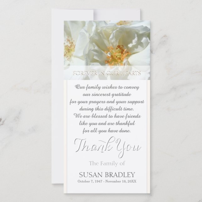 Tarjeta De Agradecimiento Compasión por las rosas blancas salvajes Gracias c (Anverso)