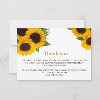 Tarjeta De Agradecimiento Compasión por los girasoles. Gracias.