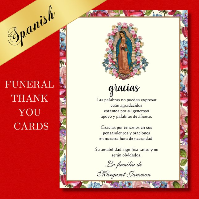 Tarjeta De Agradecimiento Compasión religiosa por el funeral en Guadalupe (Subido por el creador)