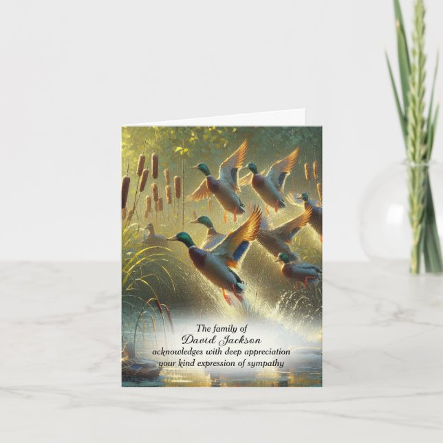 Tarjeta De Agradecimiento Compatía con los Patos Mallard Voladores Gracias (Anverso)